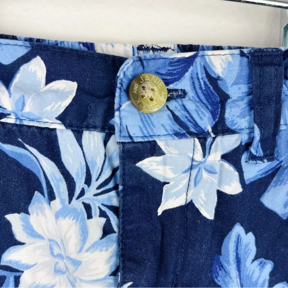Janie & Jack Tropical Floral Poplin Navy Blue Shorts Size 12-18 Months